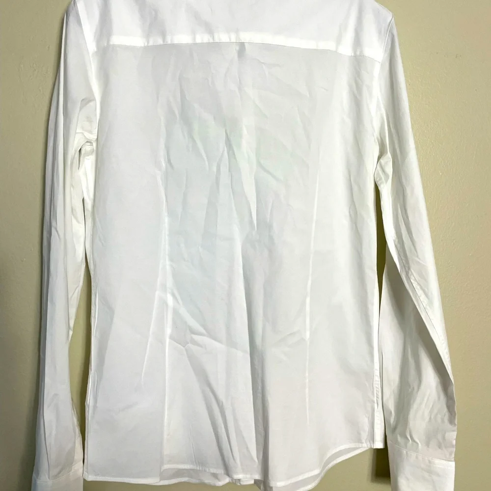 Armani Junior White Button-Down Shirt with Black Collar and Gray Patterned Tie